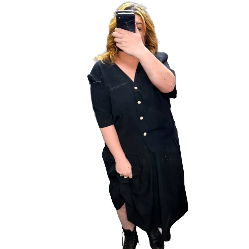 Briggs New York Vintage Black Cropped Blazer Plus Size 22 Short Sleeve 90s - Image 2