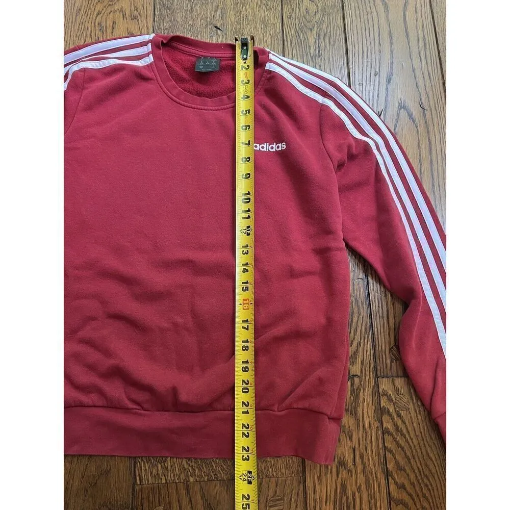 Adidas Essentials Women's Size Medium Red 3 Stripe Sweatshirt Pullover - Image 5