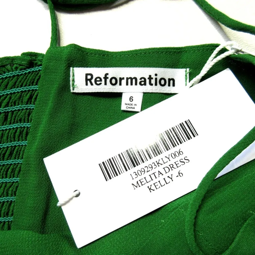 NWT Reformation Melita in Kelly Green Georgette Maxi Tank Dress 6 $348 - Image 4