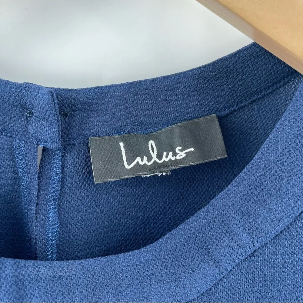 LULU’S Blouse Medium Lisa Marie Navy Embroidered Lace Top Navy Sheer Office NWT - Image 5