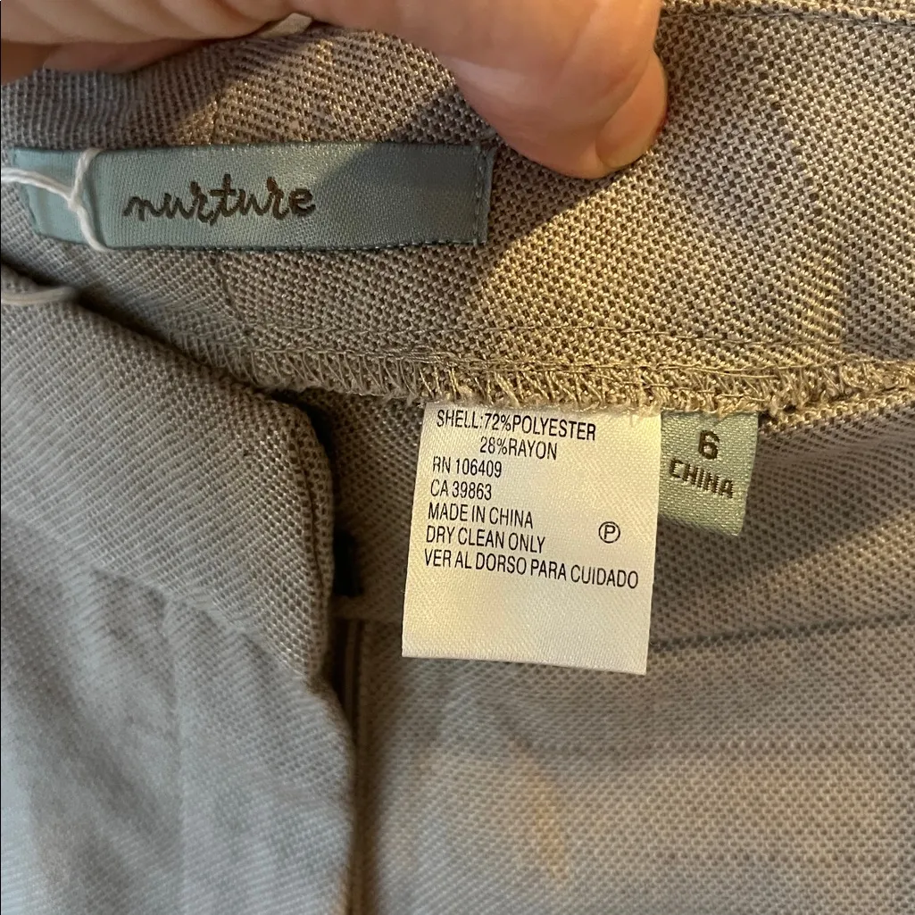 Nurture Dress Pants Tan Textured Trousers Elastic Back Waist Womens 6 - Image 8