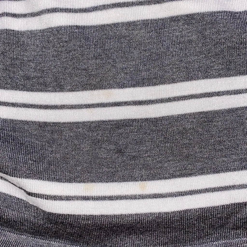 Grey and White Striped Turtle Neck Cold Shoulder Long Sleeve Top Gray Size undefined - Image 7