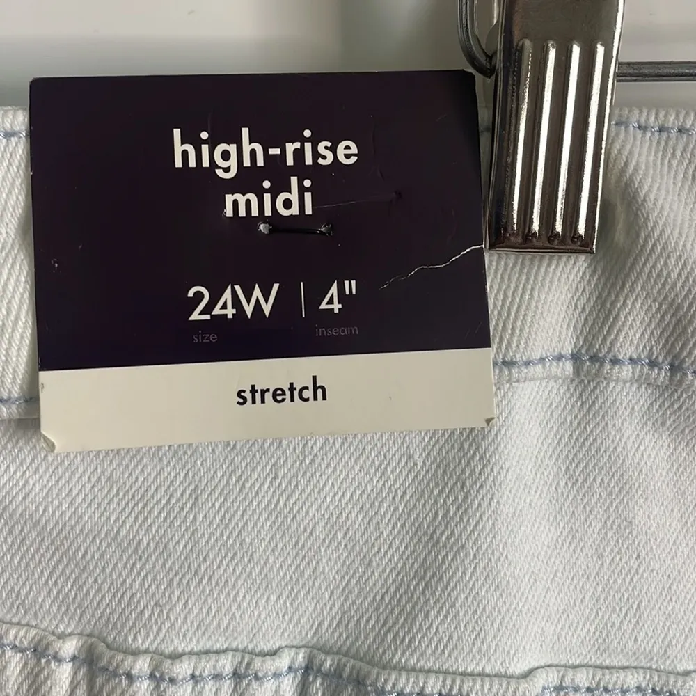 Ava & Viv denim jean shorts tie dye no gap waistband white blue bottom Sz 24W - Image 5