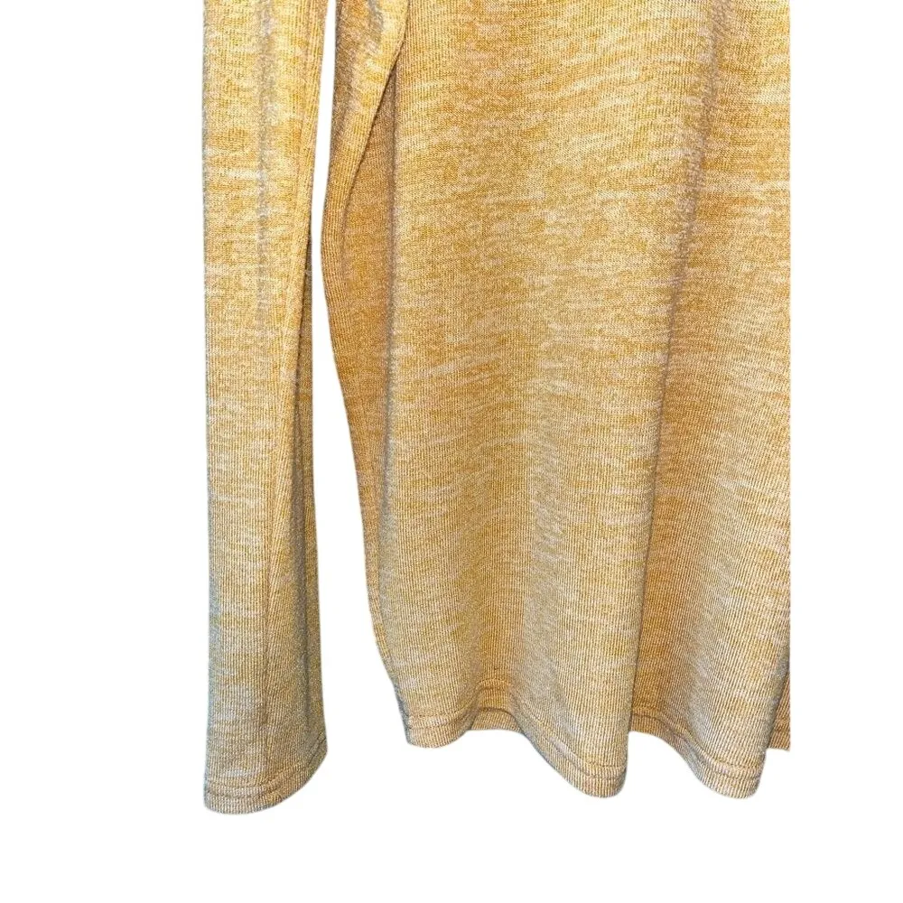 Lightweight V-Neck Long Sleeve Heathered Yellow Sweater Size S Casual Loungewear - Image 5