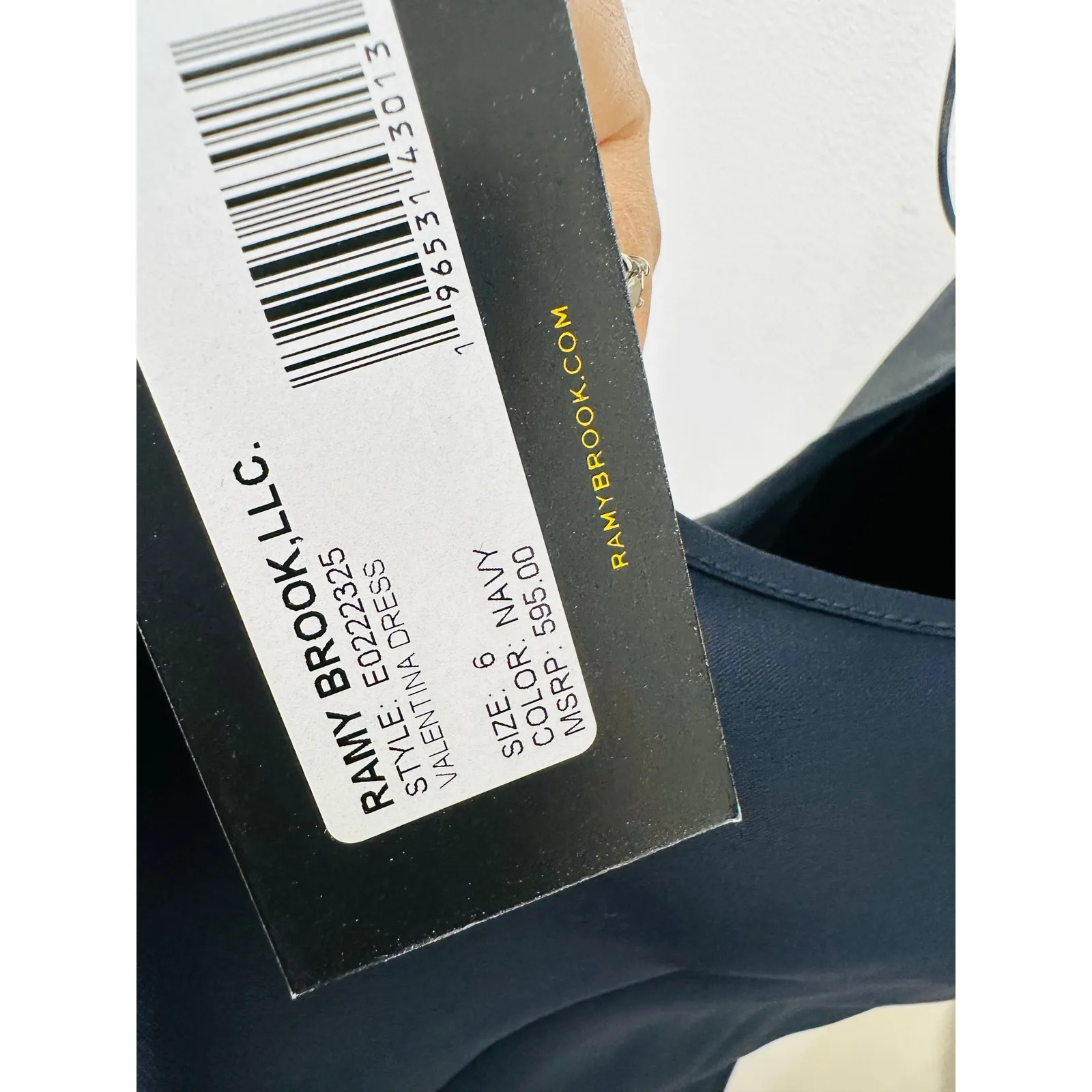 NWT RAMY BROOK Dark Navy Blue Plunging Neckline Halter Tie Valentina Gown Size 6 - Image 9