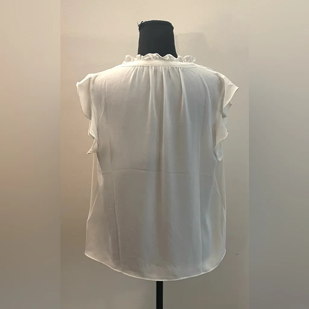 J. Crew- White Ruffle Trim Tank Top Size M - Image 4