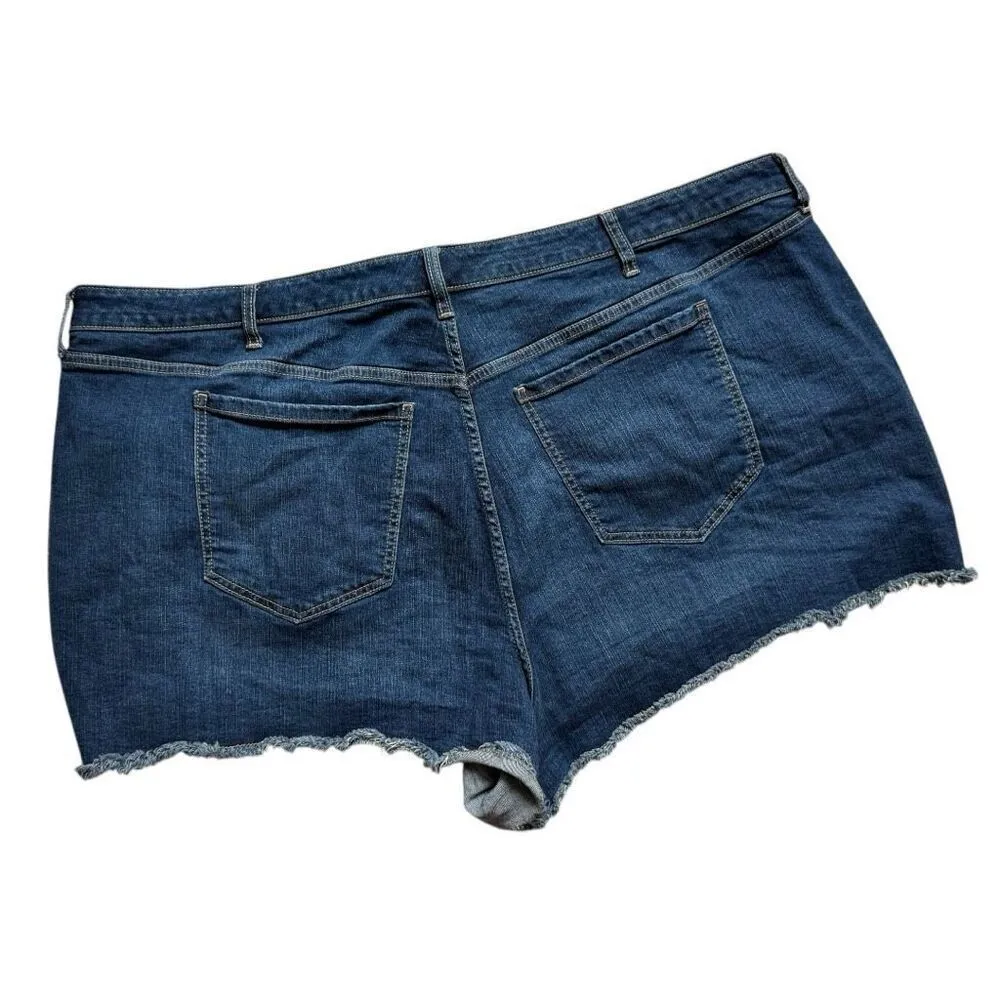 Womens Torrid High Rise Shortie Vintage Stretch Dark Wash Denim Jean Shorts - 28 - Image 4