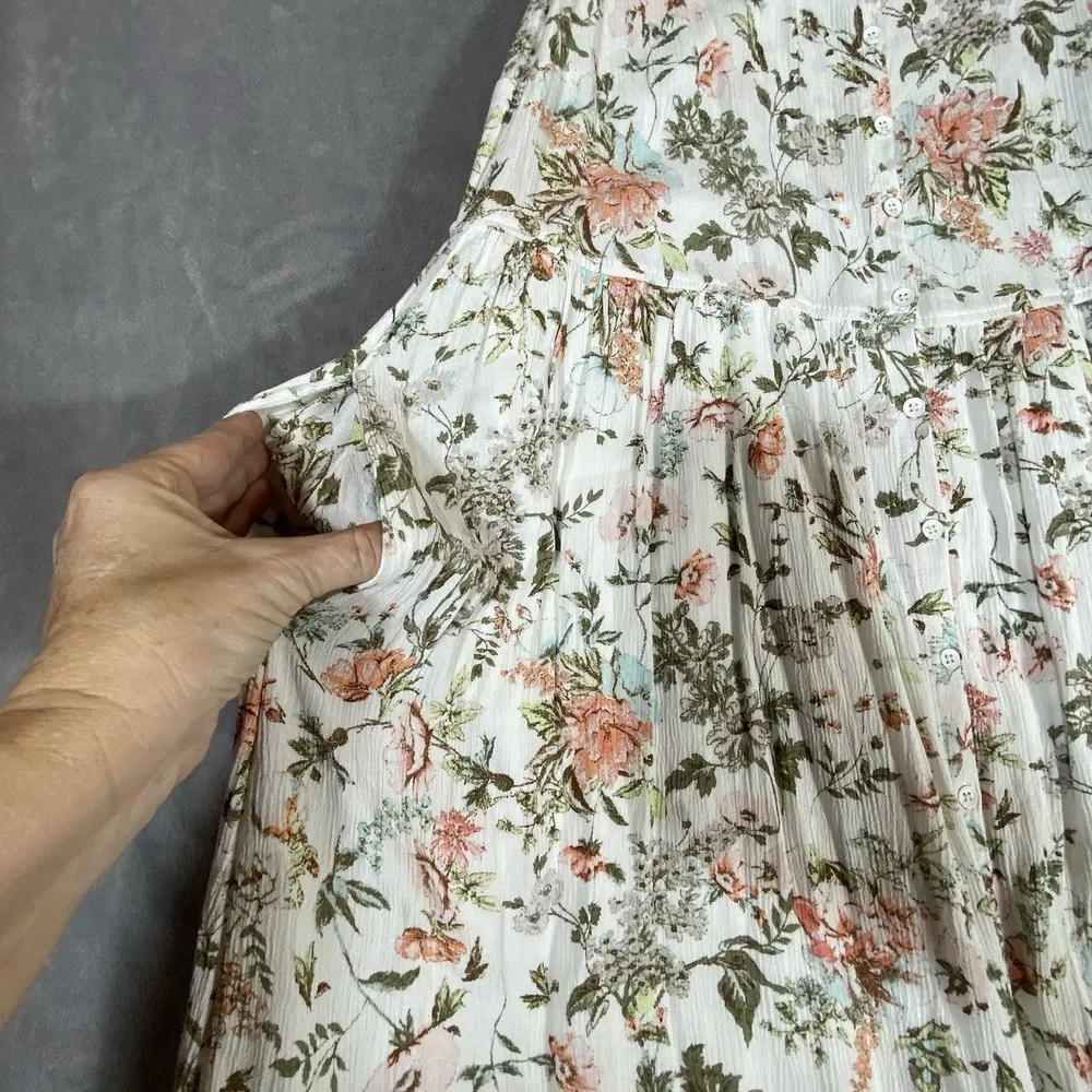 Frye Floral Maxi Dress L Sleeveless Button Romantic Cottagecore Country Peasant - Image 14