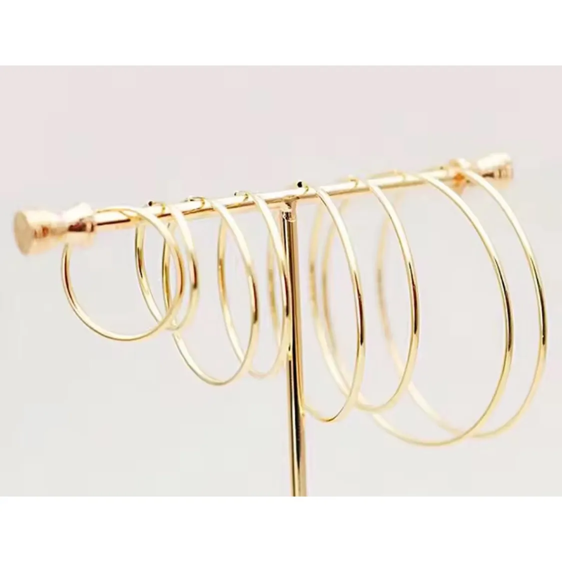 14k Gold S925 Hoop Earrings Thin Endless Sleeper‎ Earrings Lightweight Jewelry - Image 2