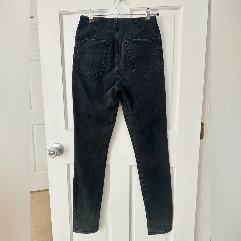 Reformation Niki Jean in Argentine Black Denim Zippers Skinny Size 26 - Image 3