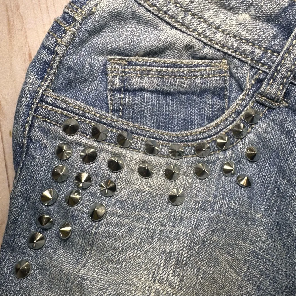 Jolt  Blue Studded Jean Shorts - Image 4