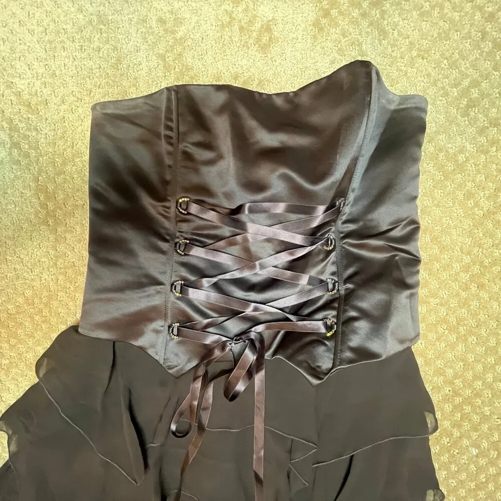 VTG Sarah McClintock Brown Corset Prom Dress Y2K 14 Fairycore Dark Grunge Gothic - Image 5