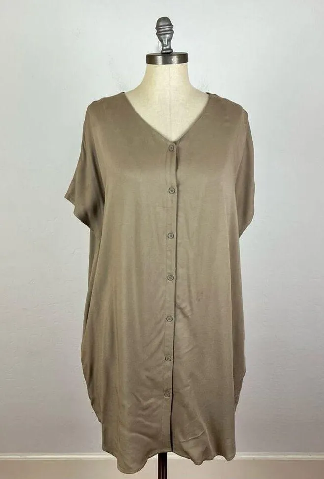 Oak + Fort Tan V Neck Shirt Dress - Image 2