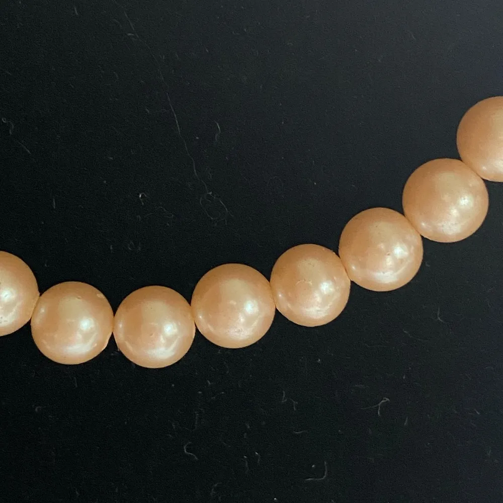 Vintage Japan Faux Pearl Necklace 16” Long Silver tone fish hook clasp Classic - Image 2