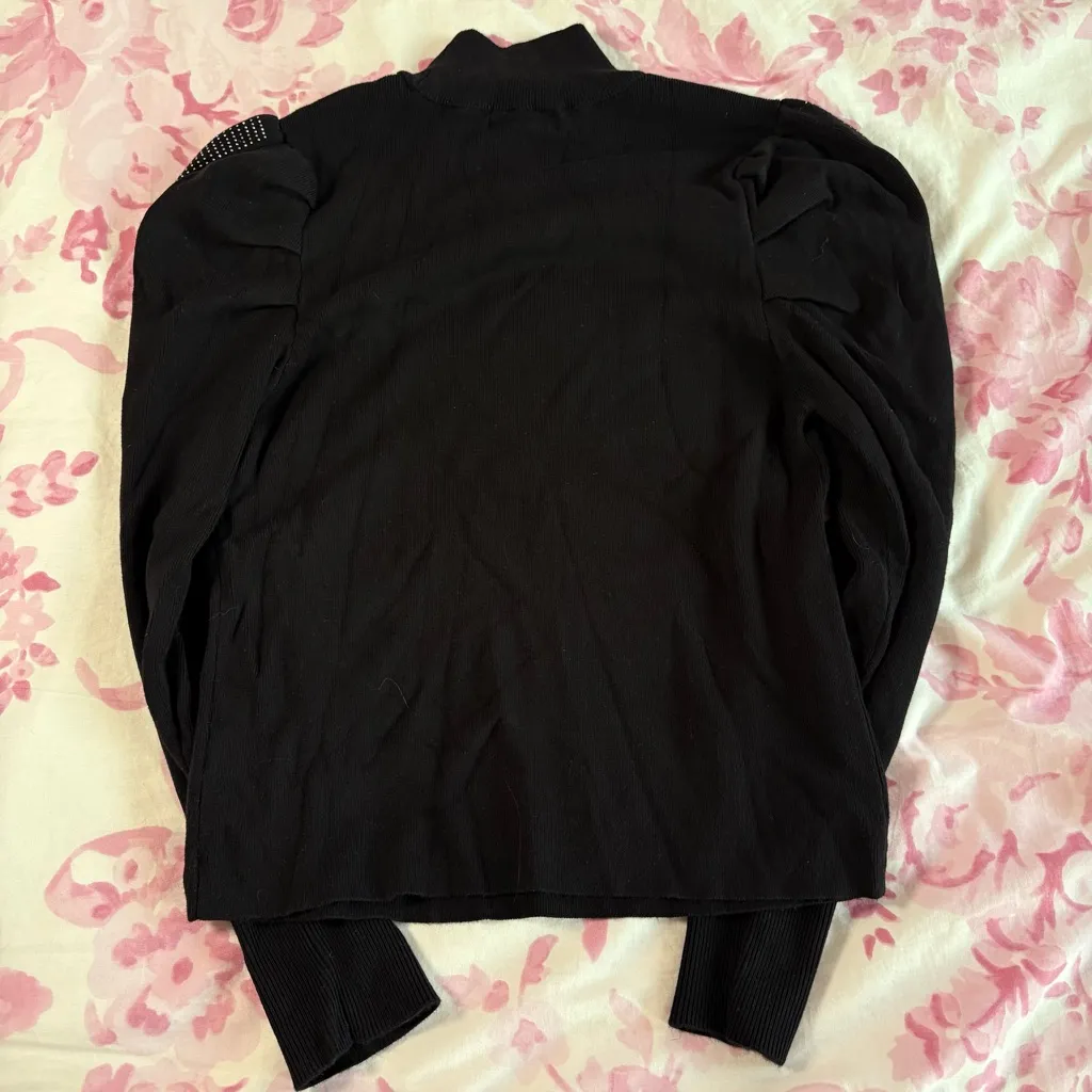 Marled Black rhinestone turtleneck sweater Size L - Image 3