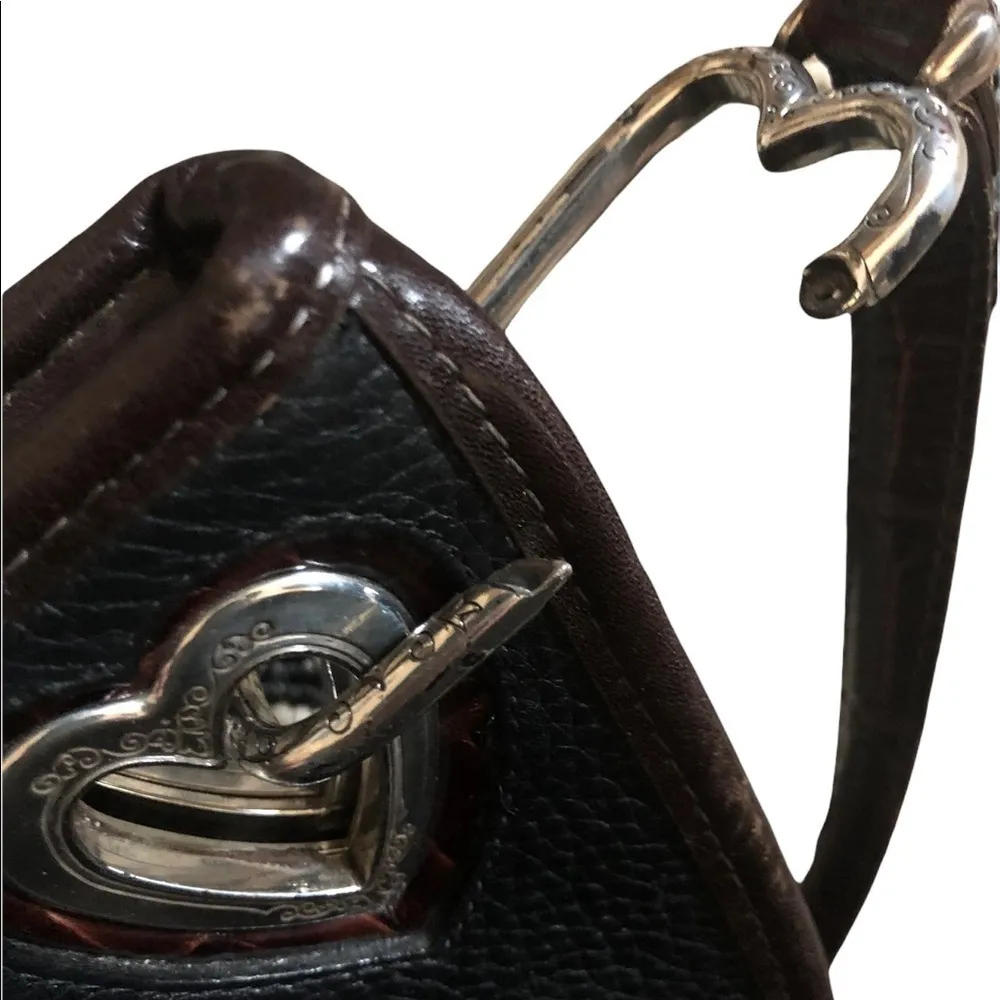 Brighton Pebble Leather Tortoise Shell Shoulder/Clutch Handbag Cut Outs Charm - Image 3