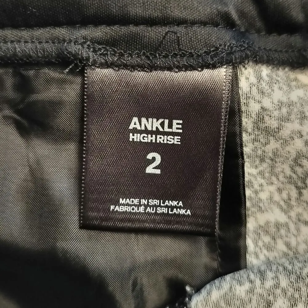 Express Size 2 Ankle High Rise Tie Belt Waist Black White Print Pants - Image 4