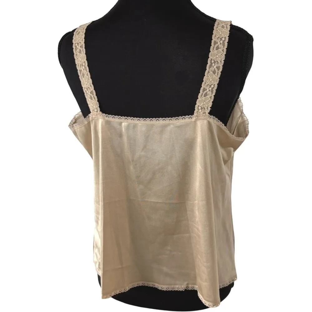 Y2K Beige Lace Sexy Lingerie Top Silky Flowy Whimsical Blouse Womens 38 - Image 3