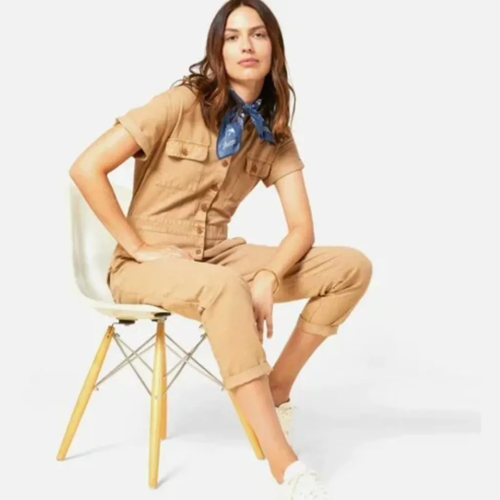 NWT Outerknown S.E.A. Suit Sand Brown Organic Cotton Linen Jumpsuit Coveralls Tan Size M - Image 2