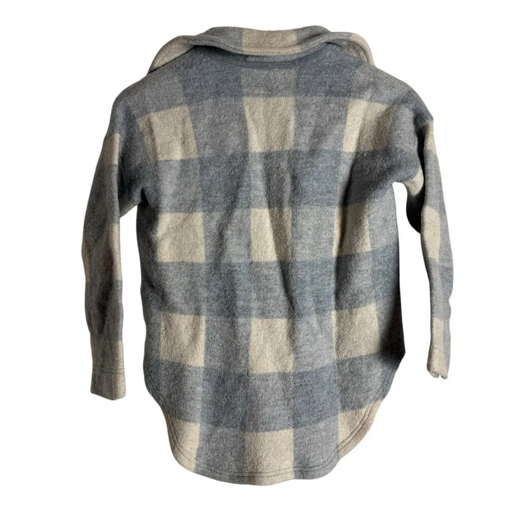 Madewell Blue Plaid Buffalo Check Boiled Wool Half Zip Pullover Size XS - Image 13