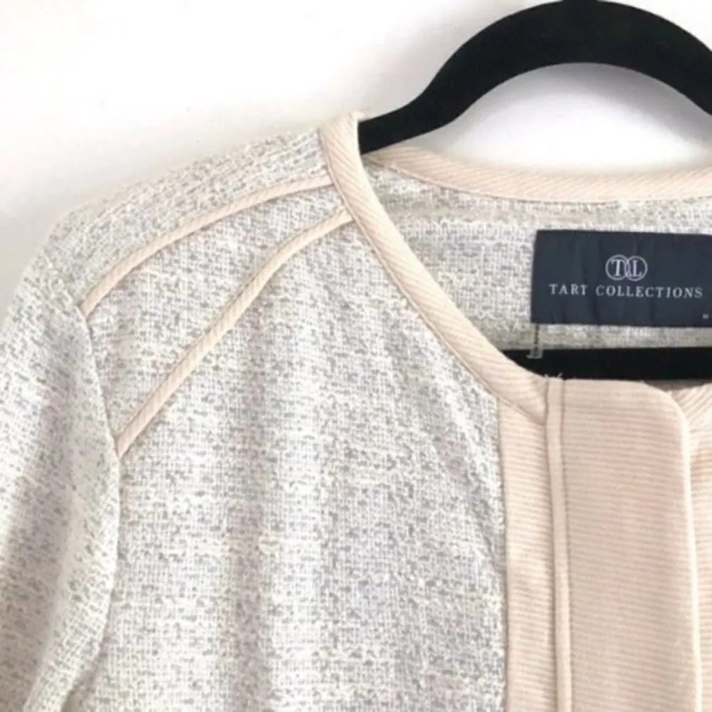 Tart Collections Jacket Shacket M Hale Boucle Tweed Terry Cloth Off White Pocket Size M - Image 4