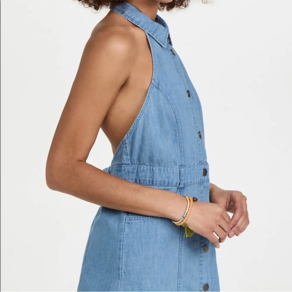 Free People Sami Denim Halter Mini Dress Blue Size XS NWT Open Back - Image 4