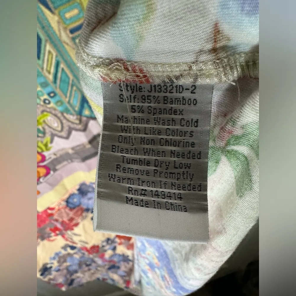 Johnny Was Anika Patchwork Floral Short Sleeve V-Neck - Image 3