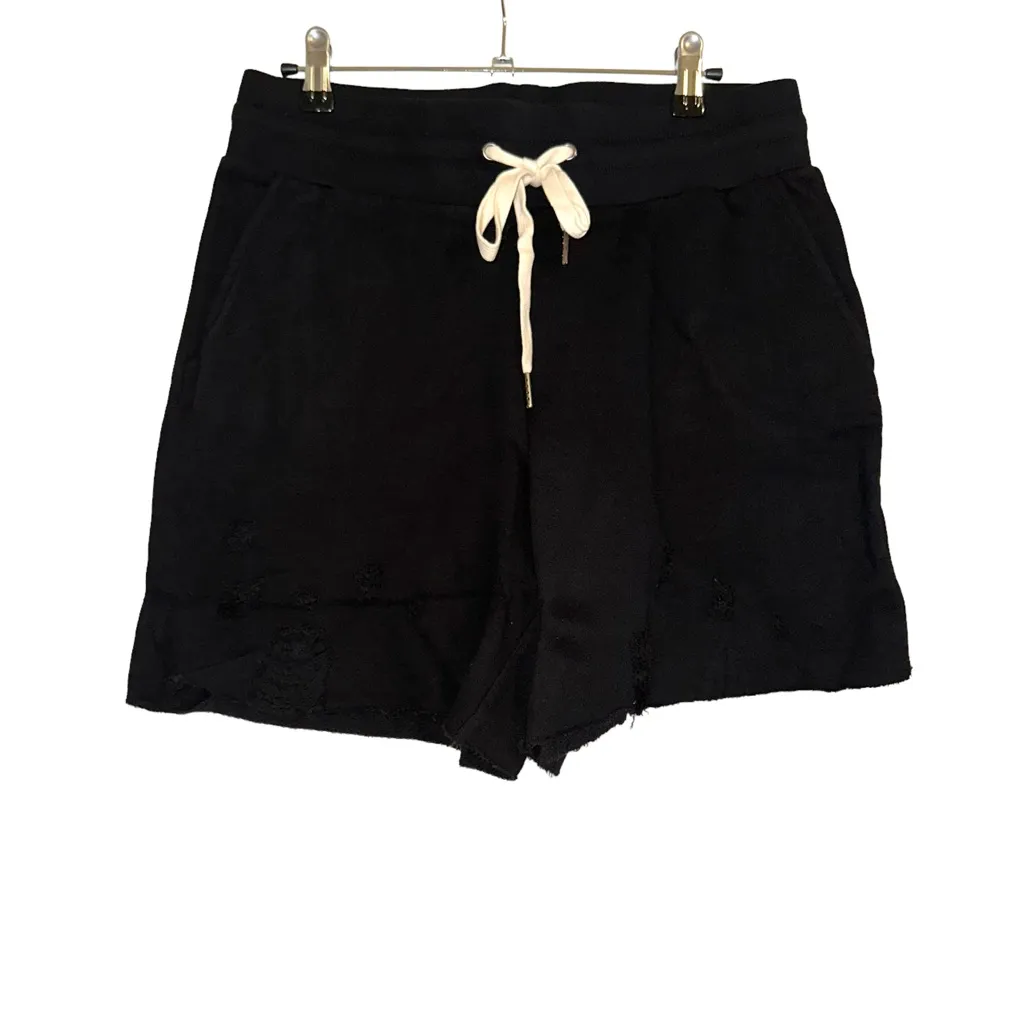 NWT n:Philanthropy Coco Distressed Drawstring Black Shorts XS - Image 3