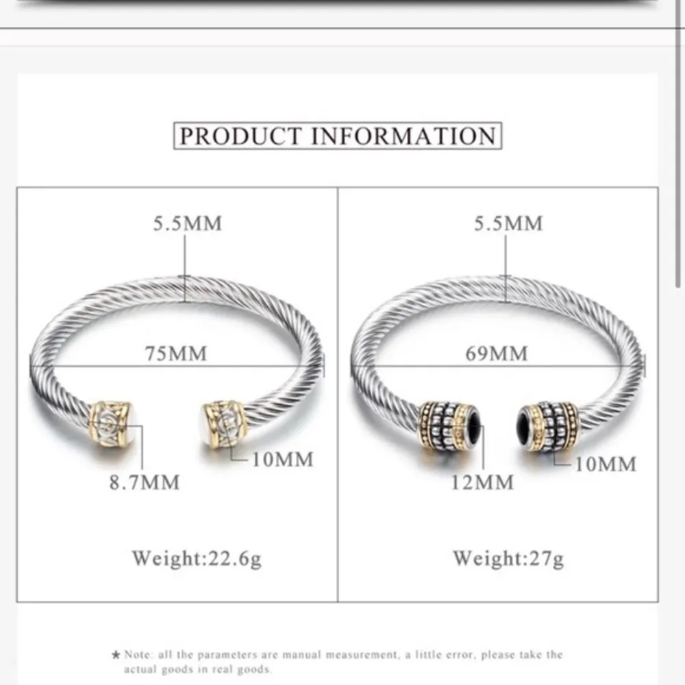 Twisted Designer Style Bracelet Silver Gold White/Clear Bangle - Image 12