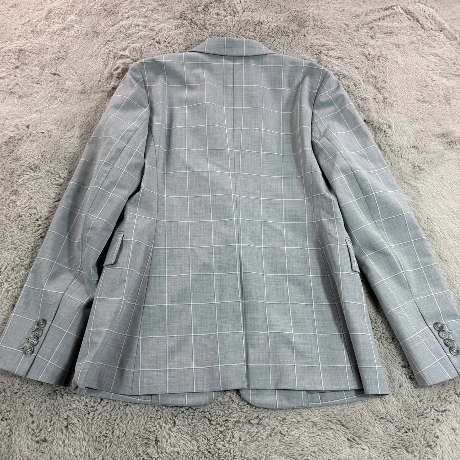NWT Theory Essential Jacket Cyrus Grid Grey Wool Women Blazer Sz 10 Career‎ $395 - Image 8
