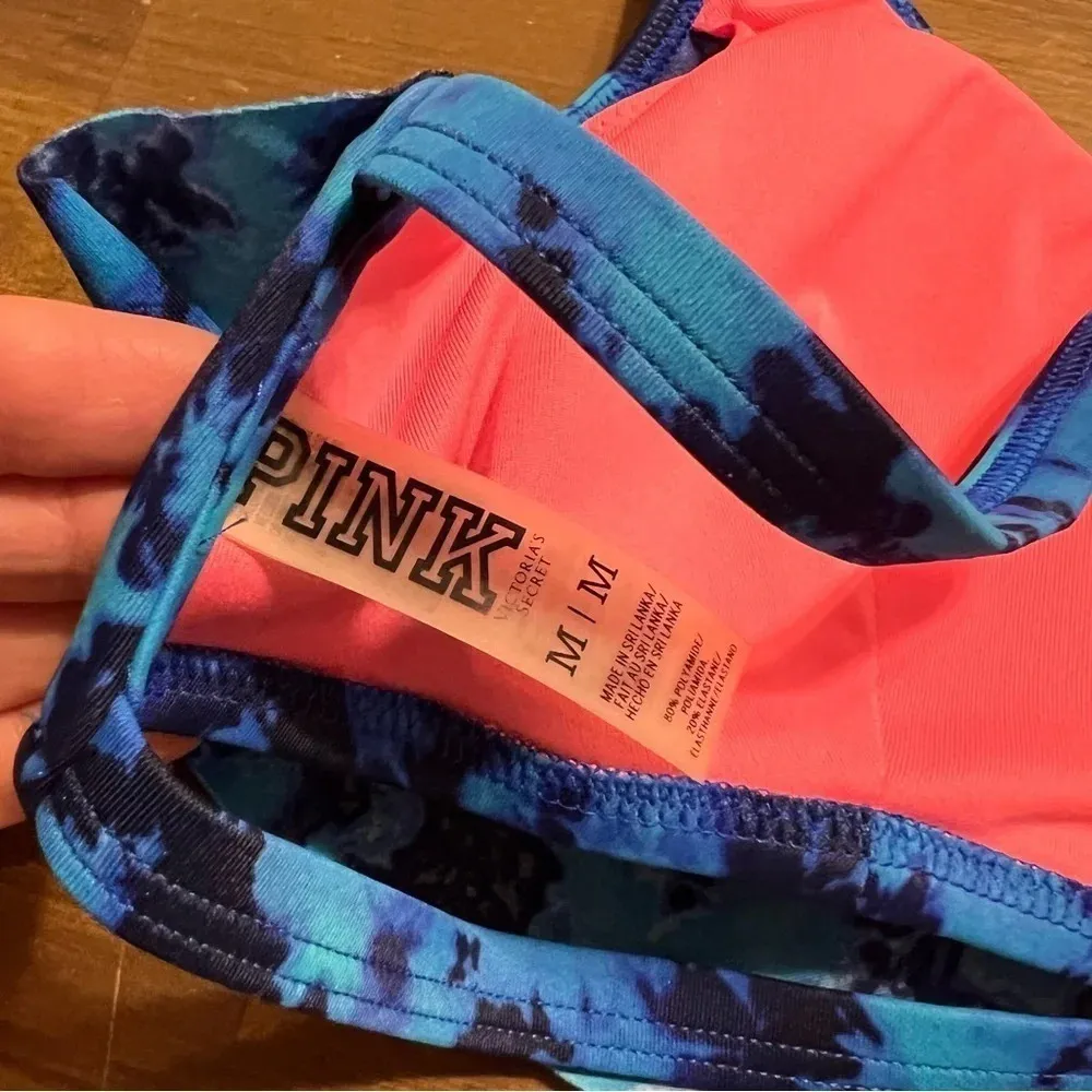 PINK Victoria's Secret Tie Dye Tribal Embroidery Bikini Top Strapy Back Medium - Image 3
