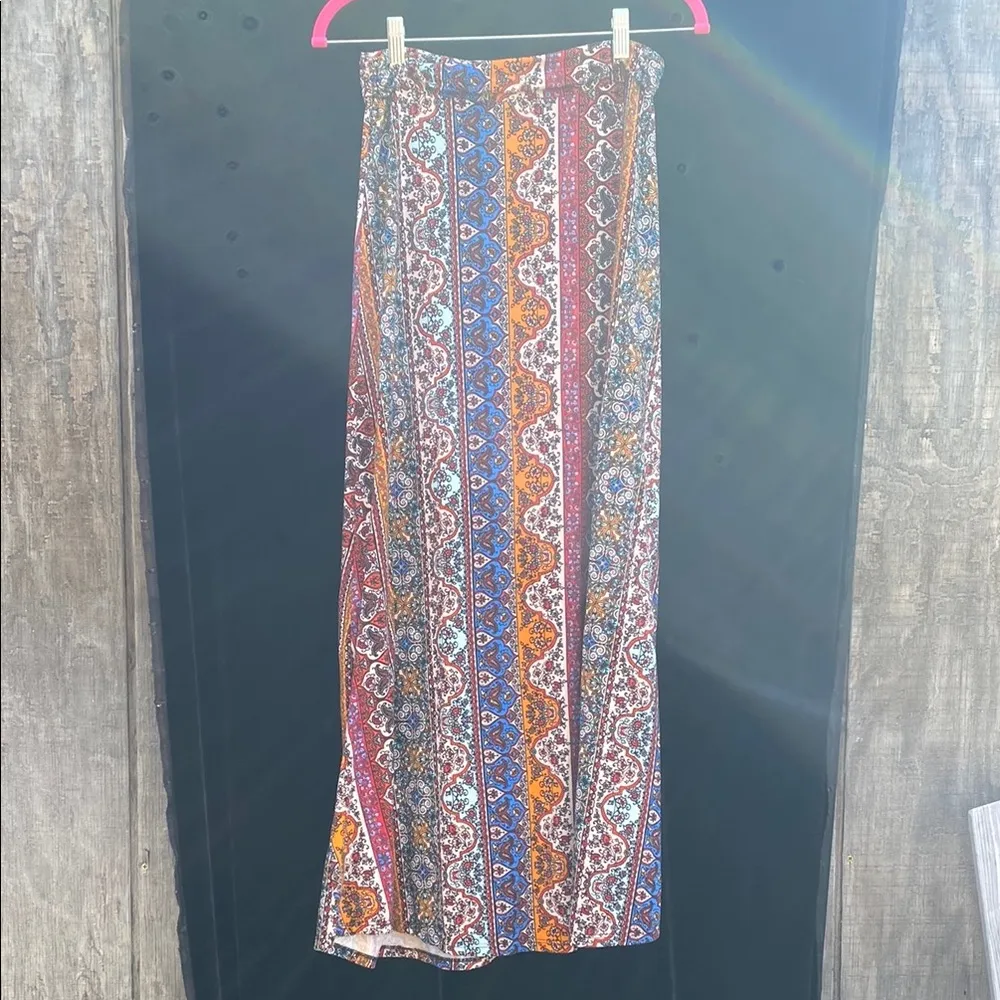 Woman’s Bohemian Maxi Skirt Friday Los Angeles Size L Vibrant Colors Festival Blue Size L - Image 12