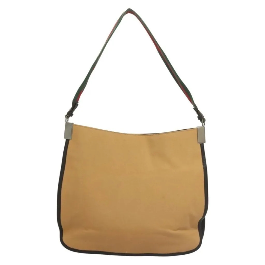 Web Sherry Line Shoulder Bag Canvas Beige Silver 001 4321 Authentic - Image 9
