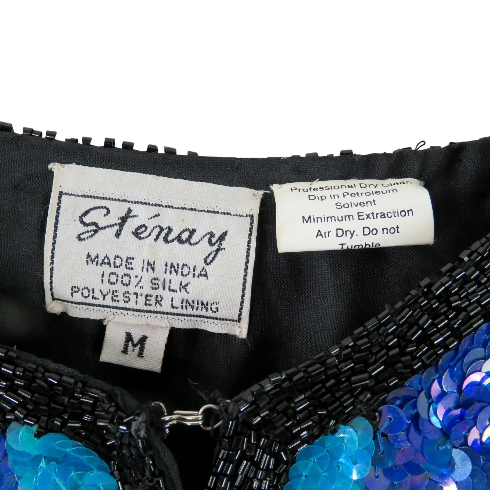 Stenay Vintage Sequin Jacket Multicolor Sequin Silk Blazer Medium Blue - Image 4