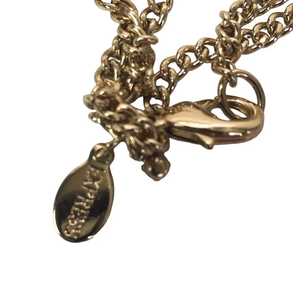 EXPRESS Pink Semi Precious Stone Pink Quartz Pendant Necklace Gold Tone 34" - Image 6