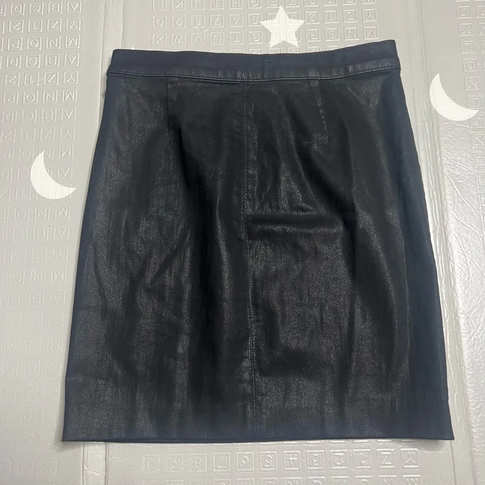 J Brand Black Coated Denim Stretch High Rise Pencil‎ Skirt Fearless - Image 7