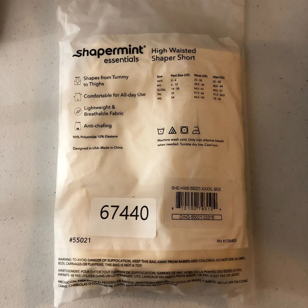 Shapermint High Waisted Shaper Short Light Nude Beige 4XL Size undefined - Image 6