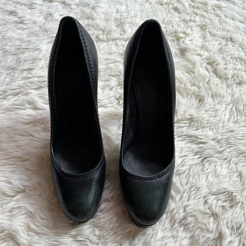 Max Mara Black Heels Silver Metallic Heel Women's 38 - Image 4