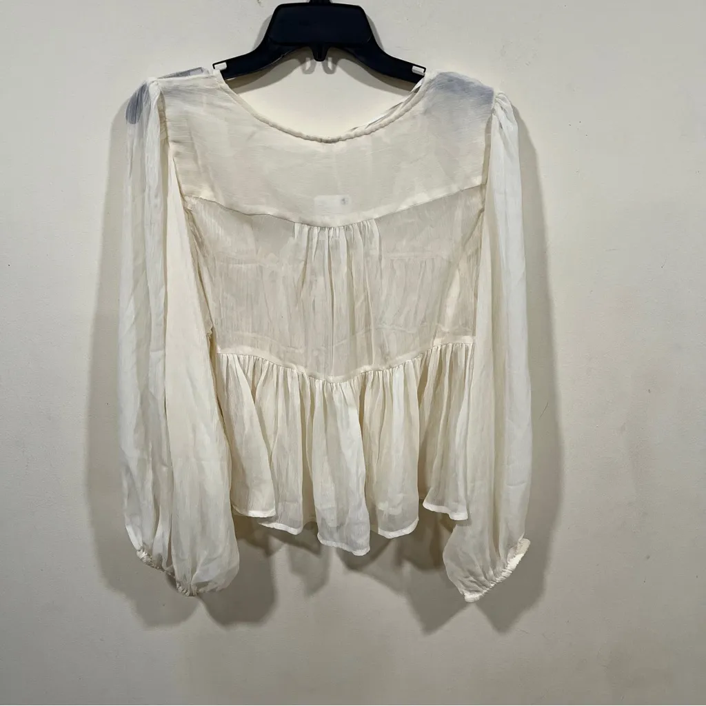 NWT Free People Waverly Blouse size large ivory dreamer girl flowy - Image 8