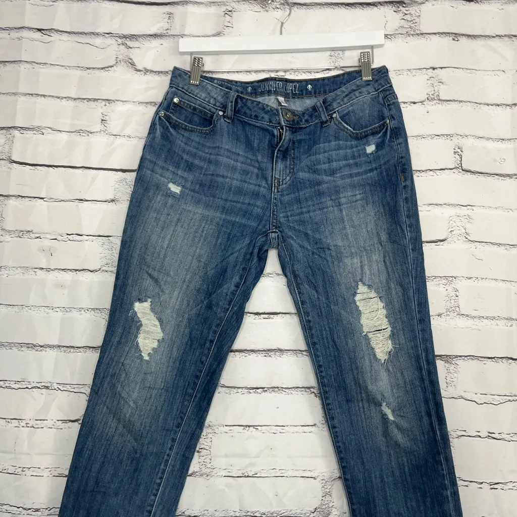 Jennifer Lopez Boyfriend Jeans Mid Rise Distressed Medium Wash Women’s 4 Grunge - Image 6