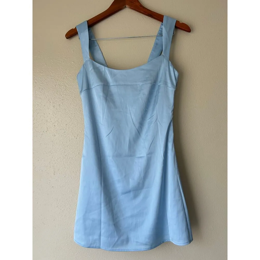 Odette Satin Blue Mini Dress US Size 4 - Image 4