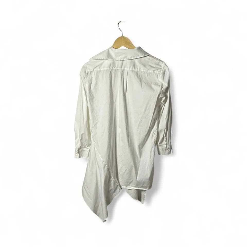 Zara Woman - Asymmetrical Shirt Dress - Women's XS White Long Sleeve, Draped Hem - Image 2