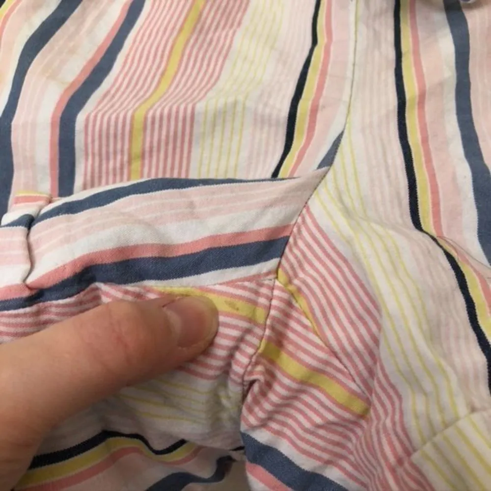 ANN TAYLOR LOFT Striped Tie Waist Shorts Pink White Blue 100% Cotton Boho Small - Image 8