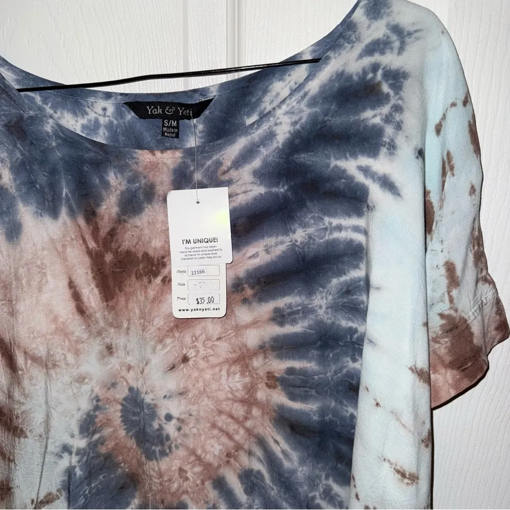 NWT Yak & Yeti S/M Tie Dye Blouse Tan - Image 2