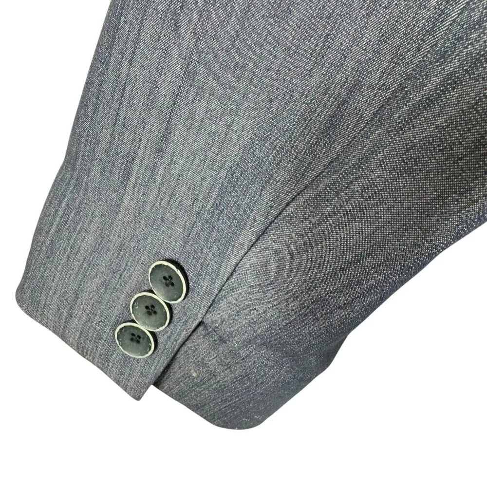 Nine West Blue Chambray Single Breasted Buttoned Blazer Jacket Lined Size 12 - Image 3