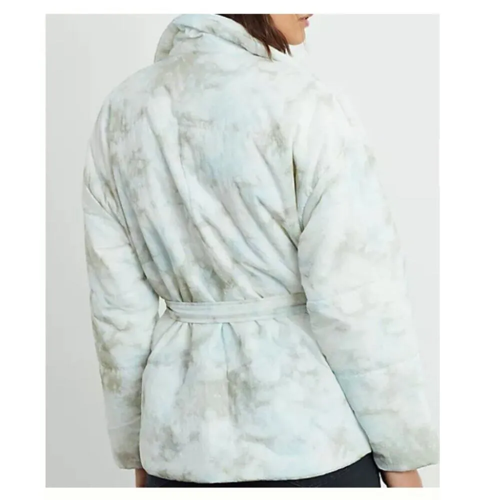 Blank NYC Size M Puffer Jacket Anthropologie Bennie Blue White Coat Cozy Outdoor - Image 3