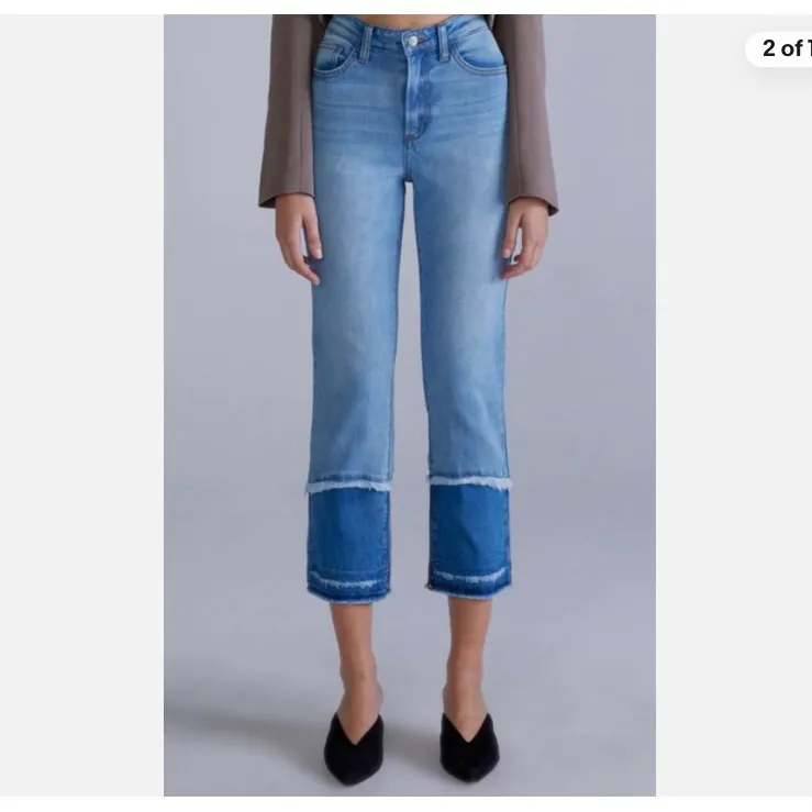 Ceros Jeans Women's High Rise Crop Straight Leg Denim Two Toned Size 32 - Image 9