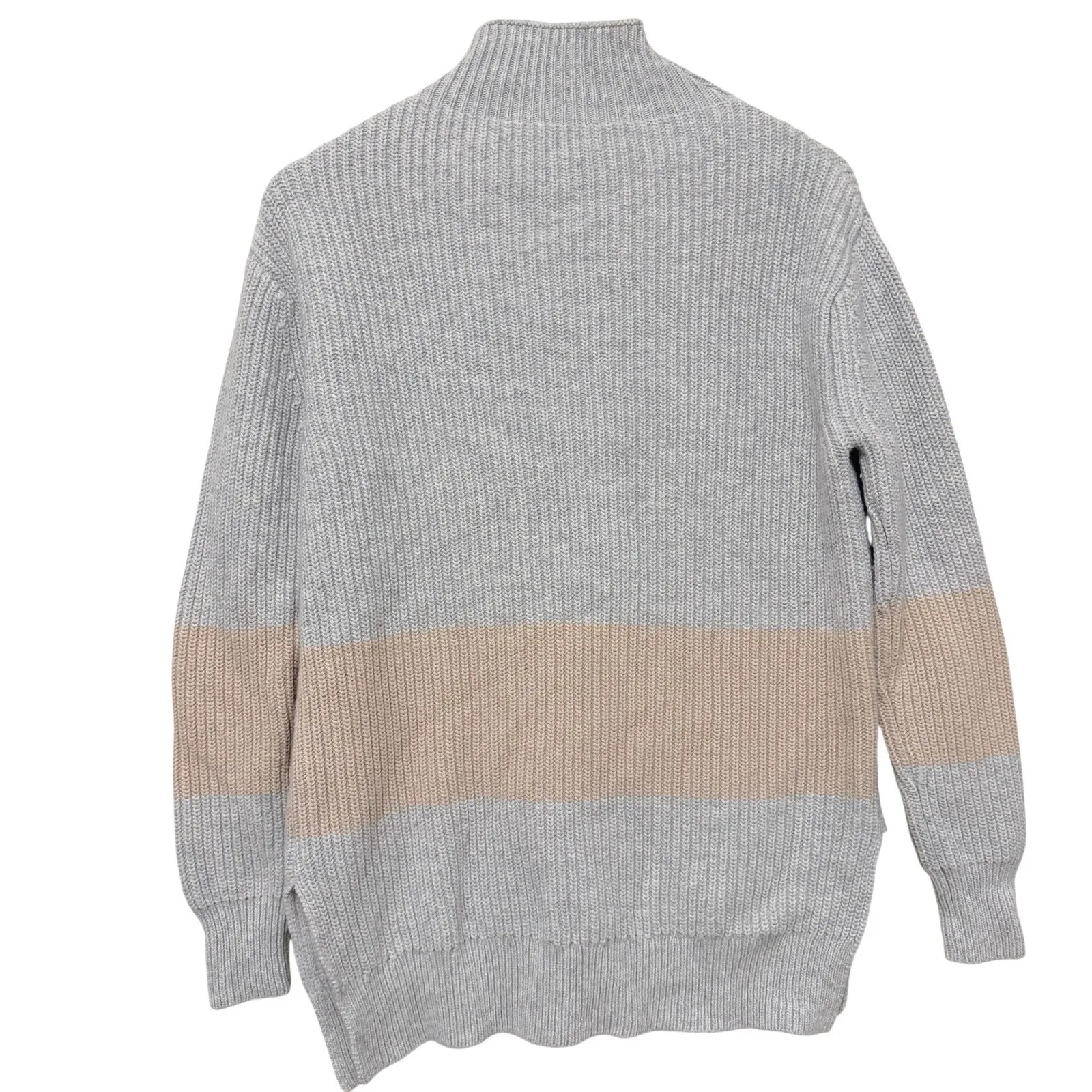 Tuckernuck Knit Fisherman Sweater Size XS Wool Blend Gray Mock Neck Soft Cozy - Image 2