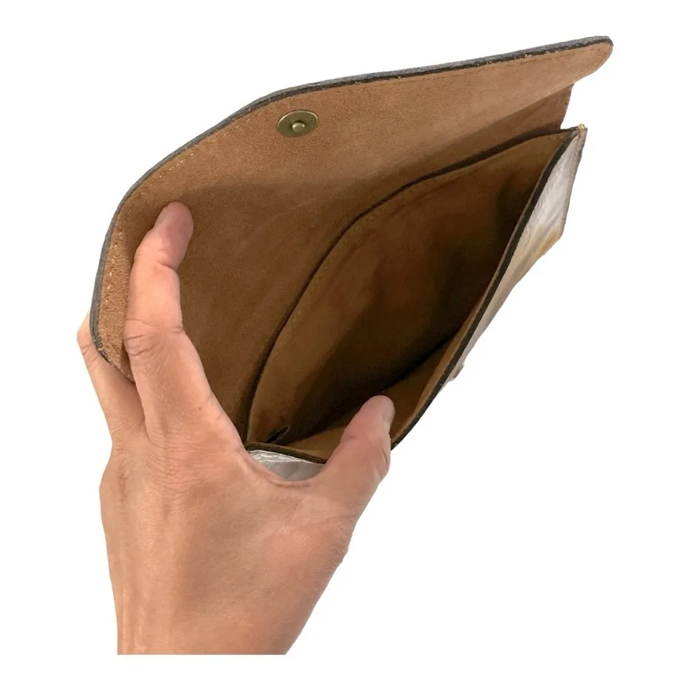 Patricia Nash Midi Leather iPad Case Clutch Brown Cognac Vintage Style - Image 8