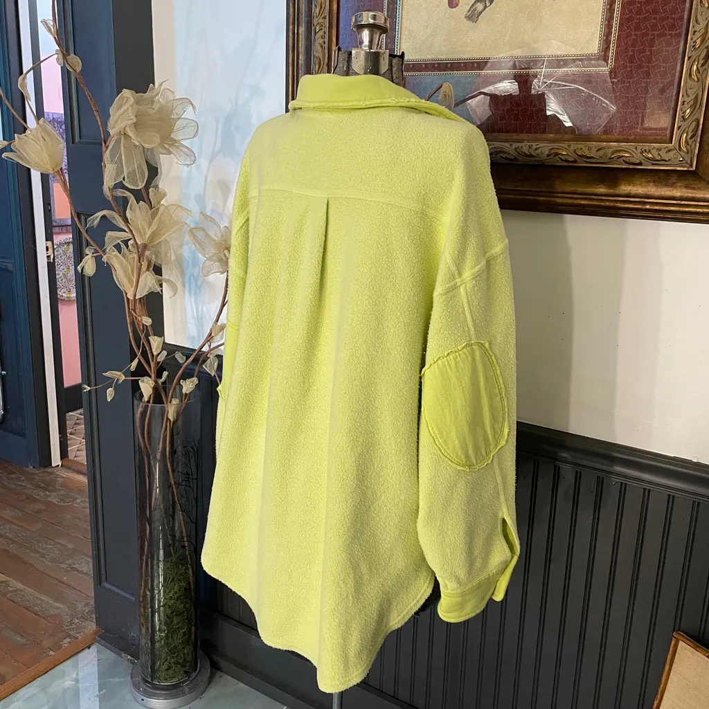 Free People Ruby Jacket Shacket Oversized Fleece in Light Green Yellow- Sz S 🧡🎀 - Image 10
